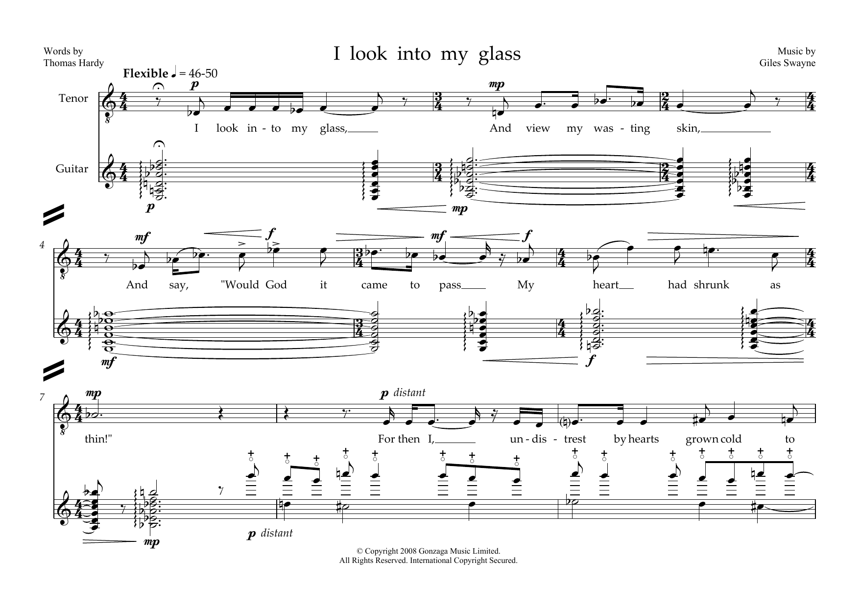 Download Giles Swayne I look into my glass (for tenor & guita Sheet Music