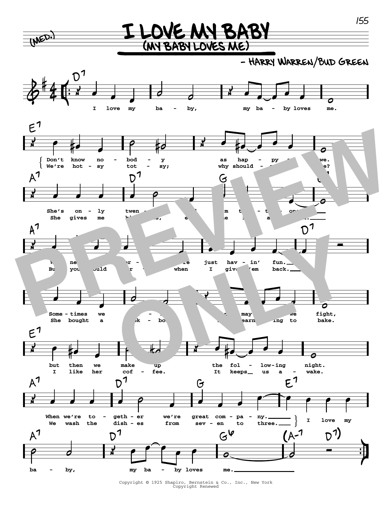 Download Harry Warren and Bud Green I Love My Baby (My Baby Loves Me) (High Sheet Music