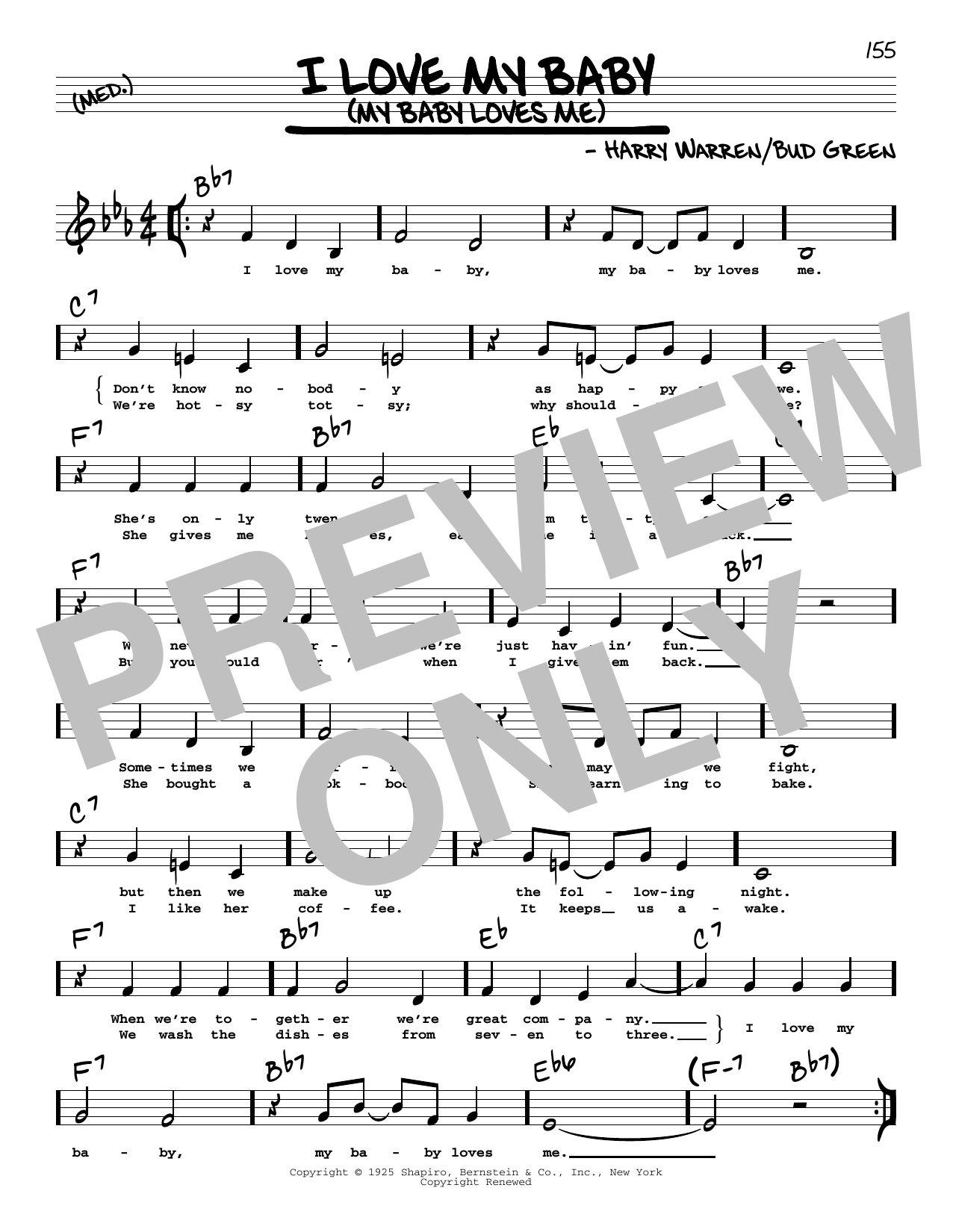 Bud Green I Love My Baby (My Baby Loves Me) (Low Voice) sheet music notes printable PDF score