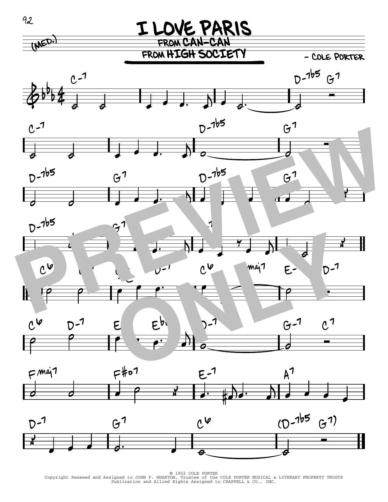 Download Cole Porter I Love Paris Sheet Music