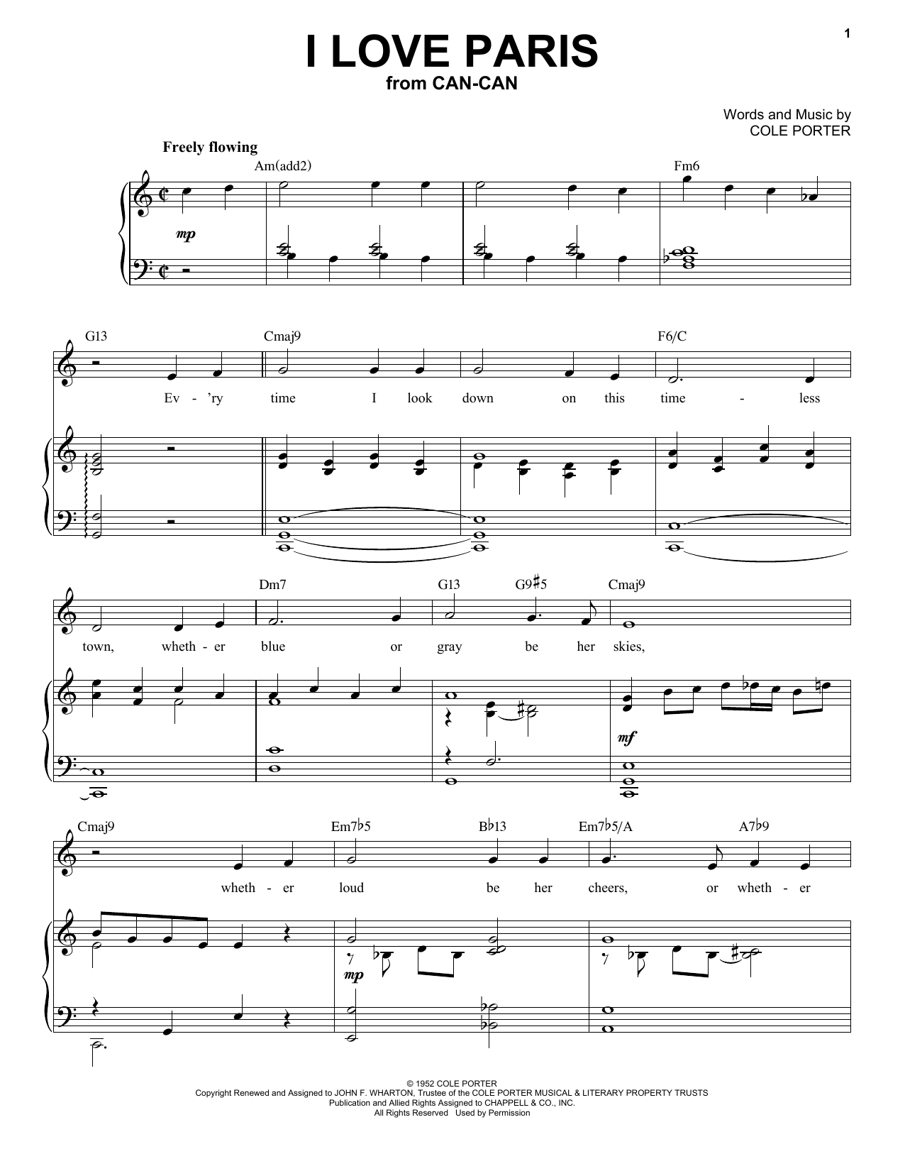 Download Cole Porter I Love Paris [Jazz version] (from Can-C Sheet Music