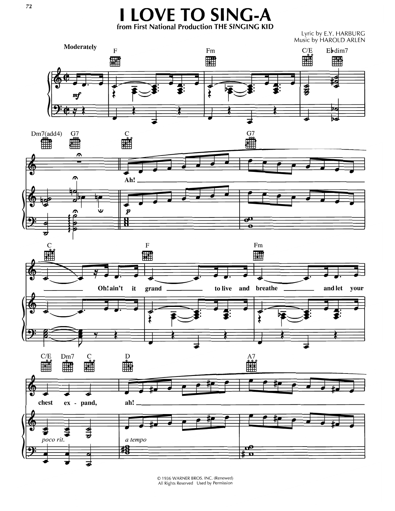 Download Harold Arlen I Love To Sing-a Sheet Music