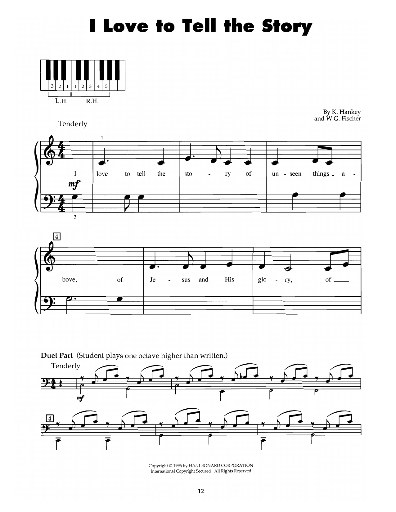 Download A. Catherine Hankey I Love To Tell The Story Sheet Music