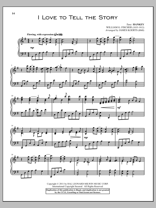 Download A. Katherine Hankey I Love To Tell The Story Sheet Music