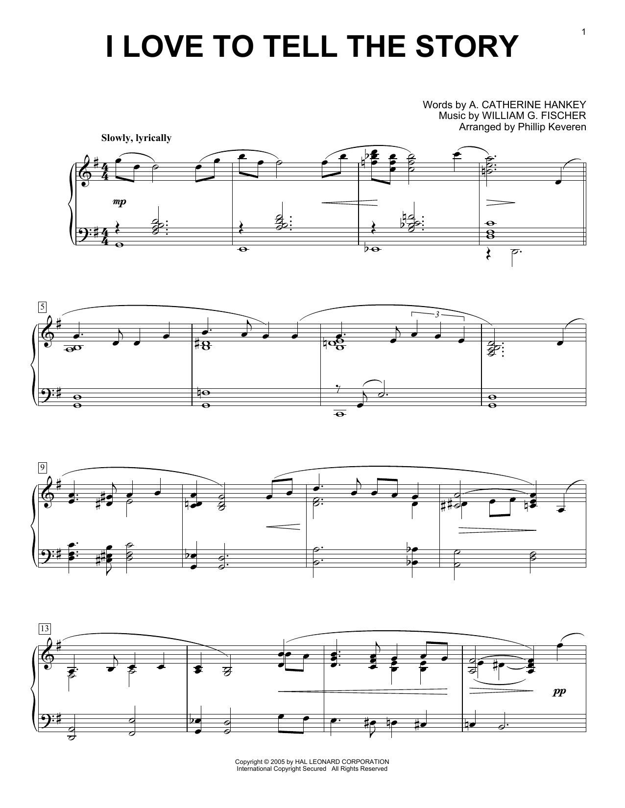 Download William G. Fischer I Love To Tell The Story [Jazz version] Sheet Music