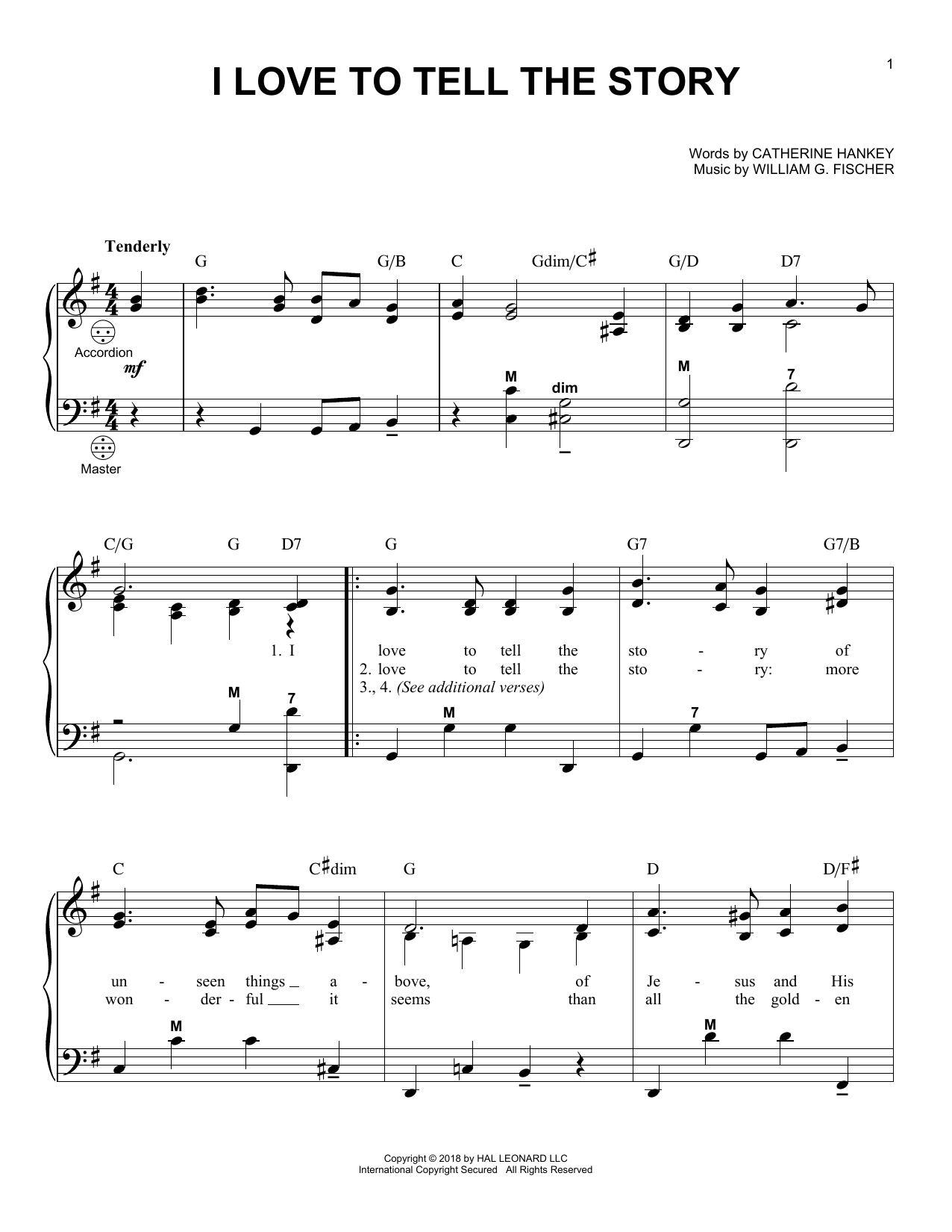 Download William G. Fischer I Love To Tell The Story Sheet Music