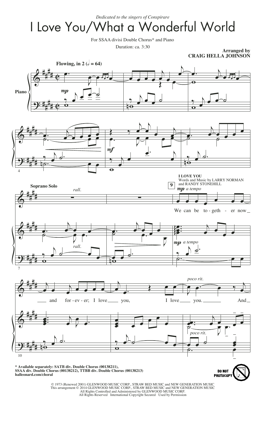 Download Conspirare I Love You / What A Wonderful World (ar Sheet Music