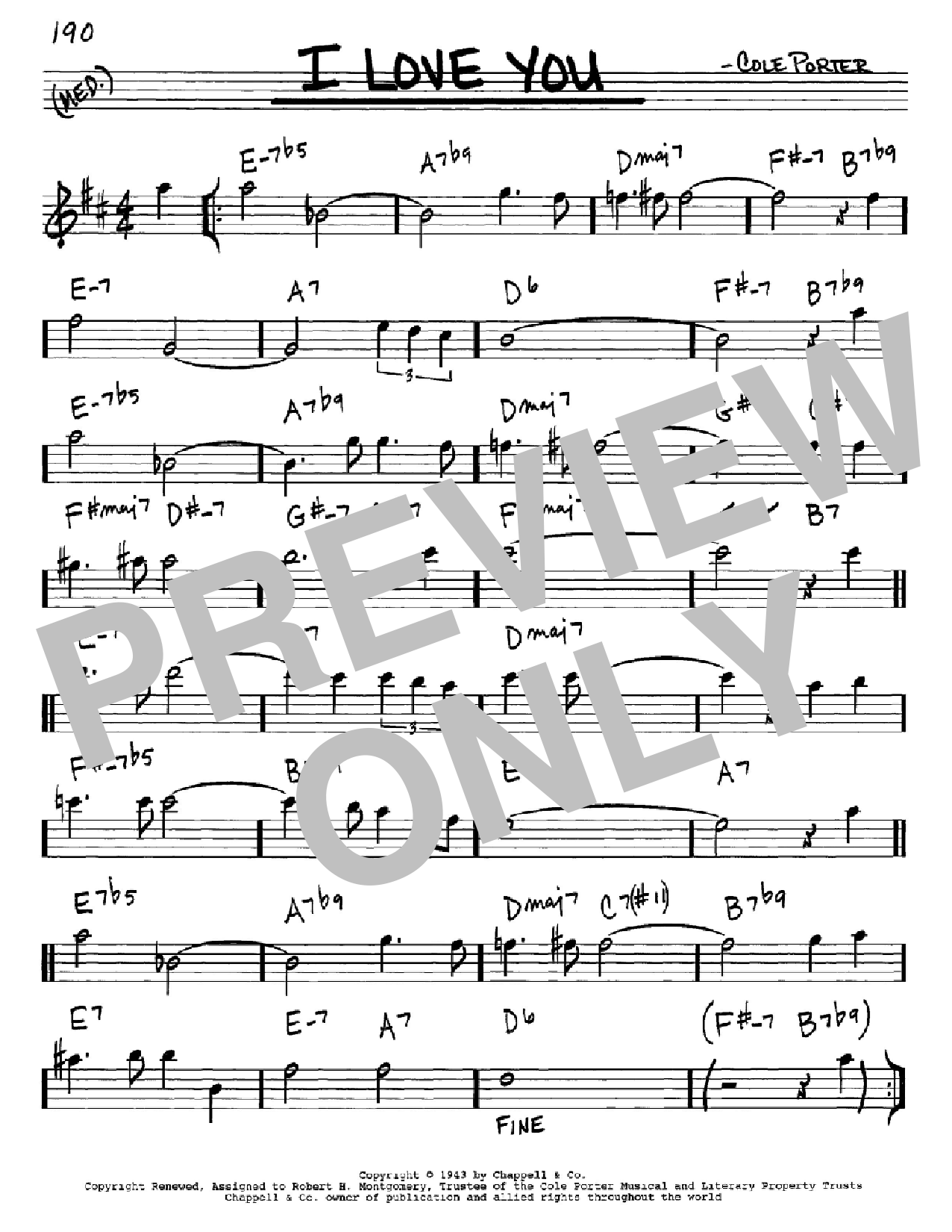 Download Cole Porter I Love You Sheet Music