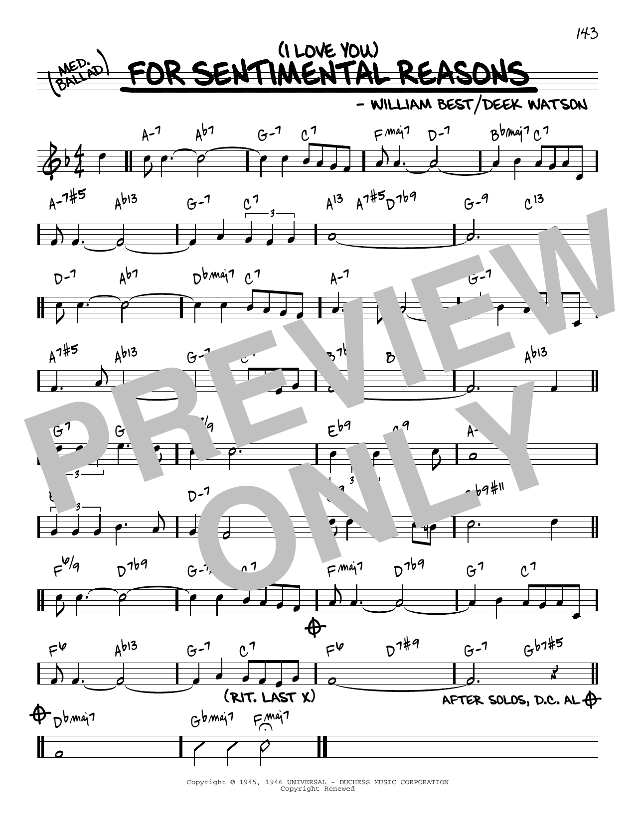 Download King Cole Trio (I Love You) For Sentimental Reasons [R Sheet Music