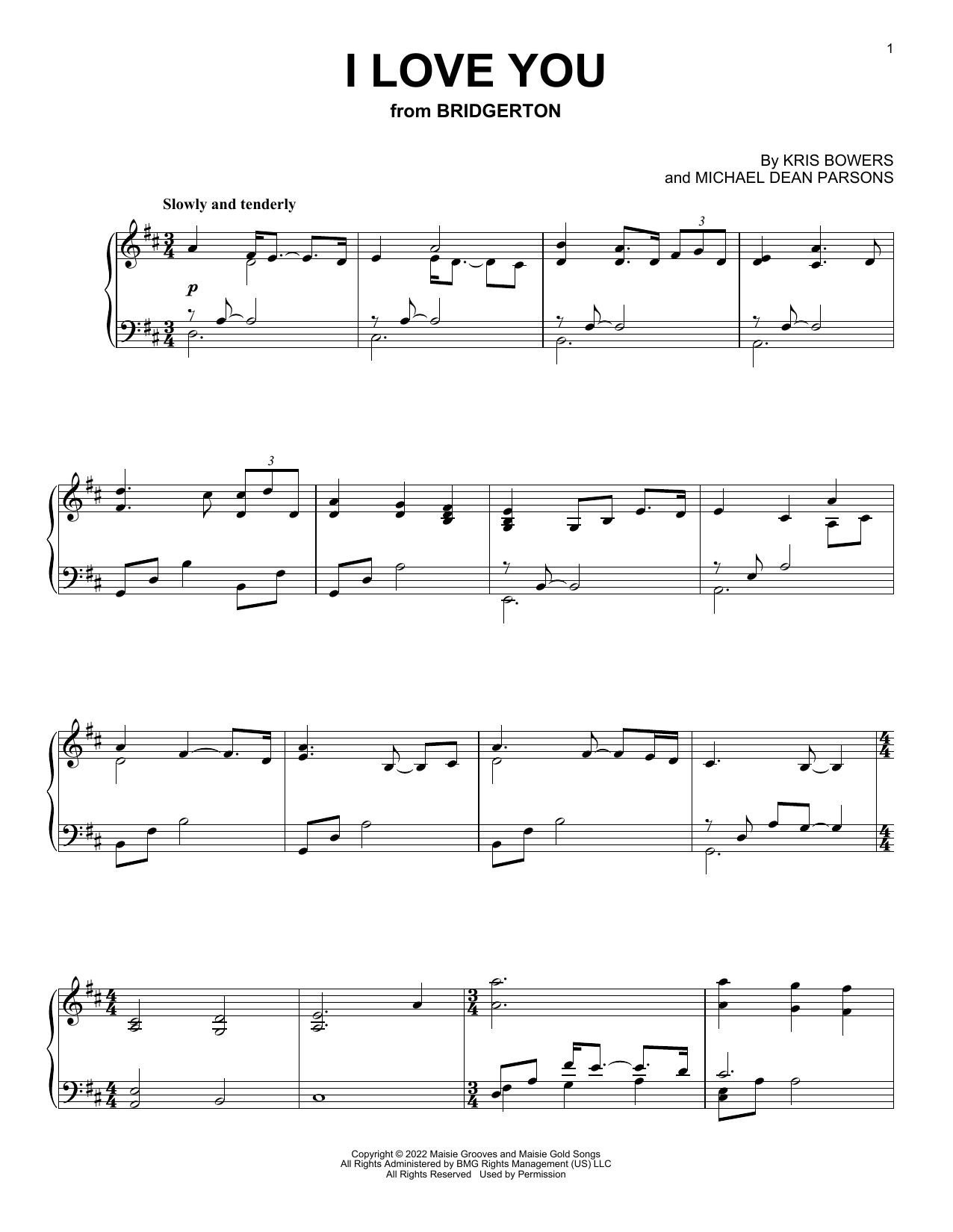 Download Kris Bowers I Love You (from the Netflix series Bri Sheet Music