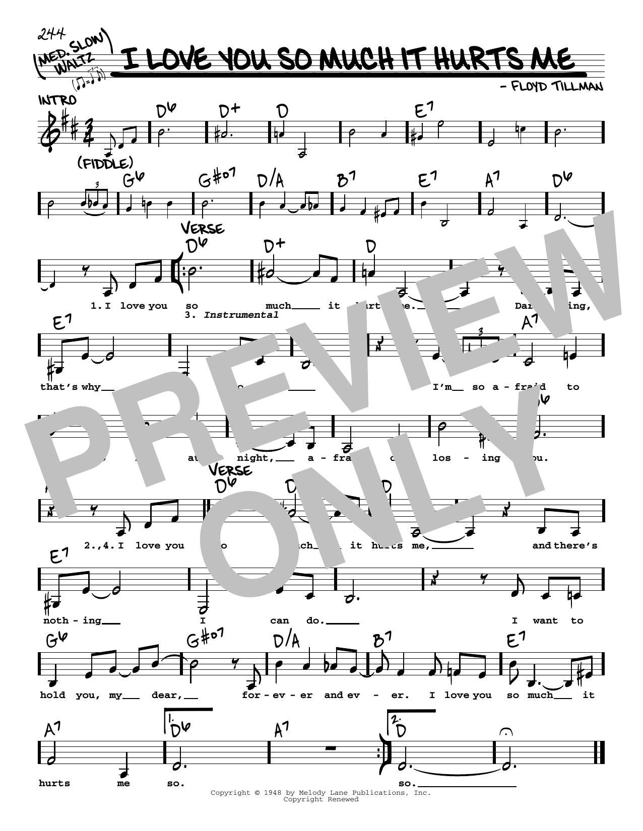 Download Patsy Cline I Love You So Much It Hurts Me Sheet Music