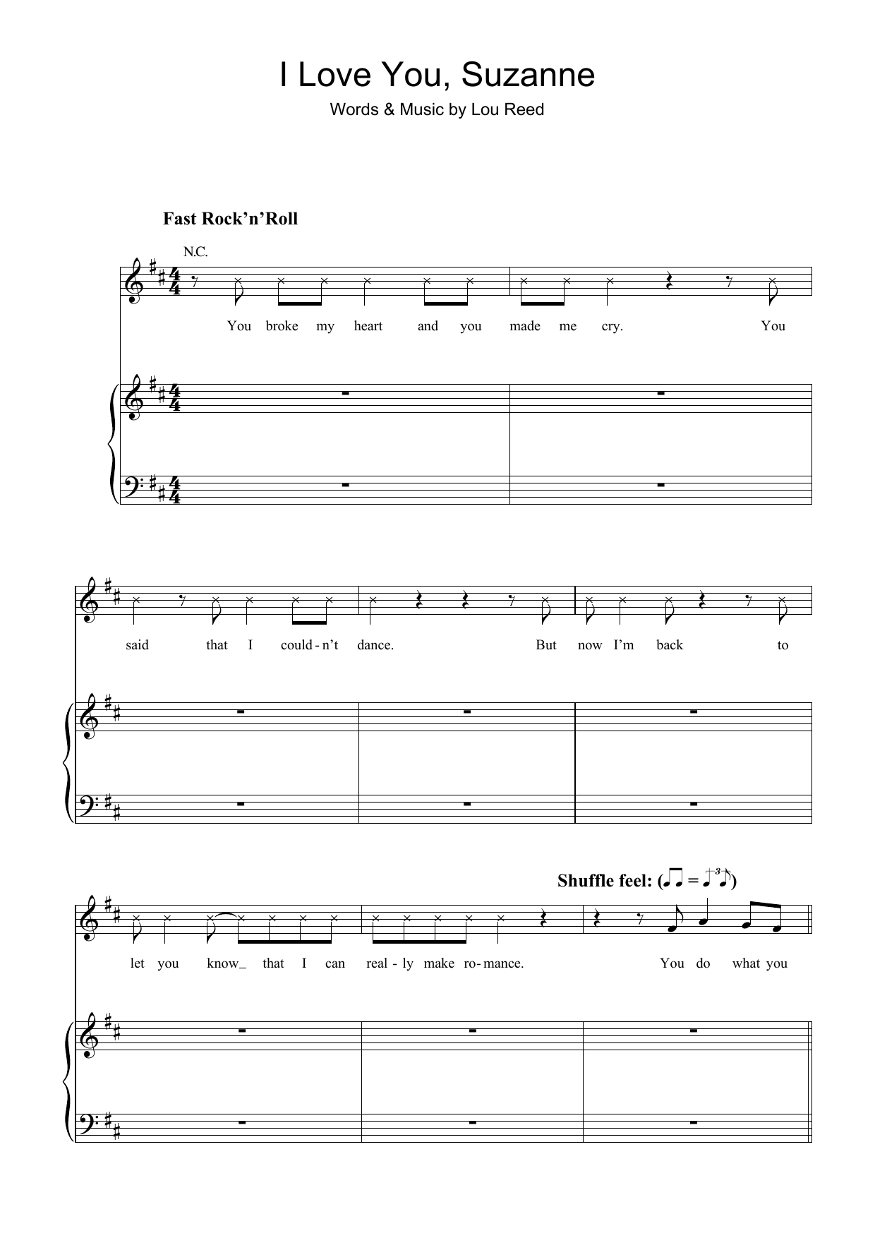 Download Lou Reed I Love You, Suzanne Sheet Music