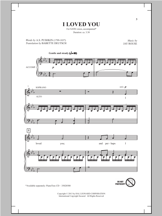 Download Jay Rouse I Loved You Sheet Music