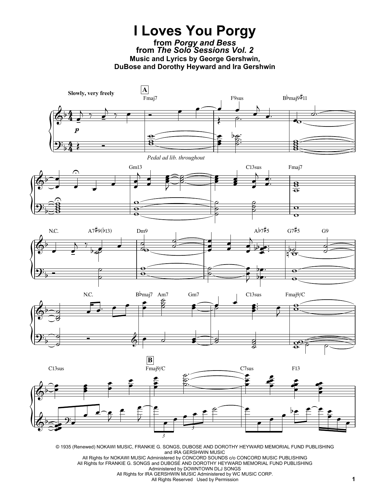 Download Bill Evans I Loves You, Porgy (from Porgy and Bess Sheet Music