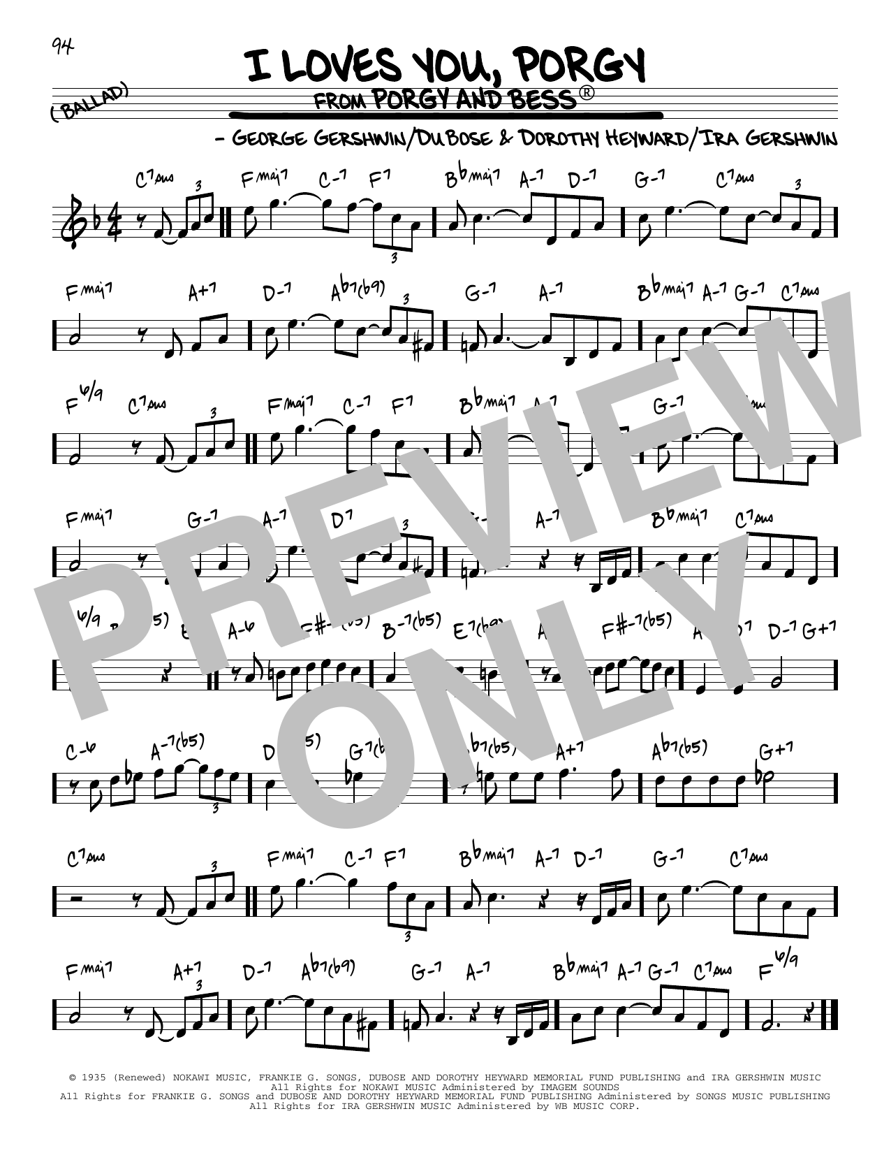 Download Ira Gershwin I Loves You, Porgy Sheet Music