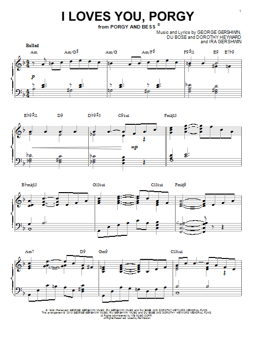Download George Gershwin I Loves You, Porgy [Jazz version] (arr. Sheet Music