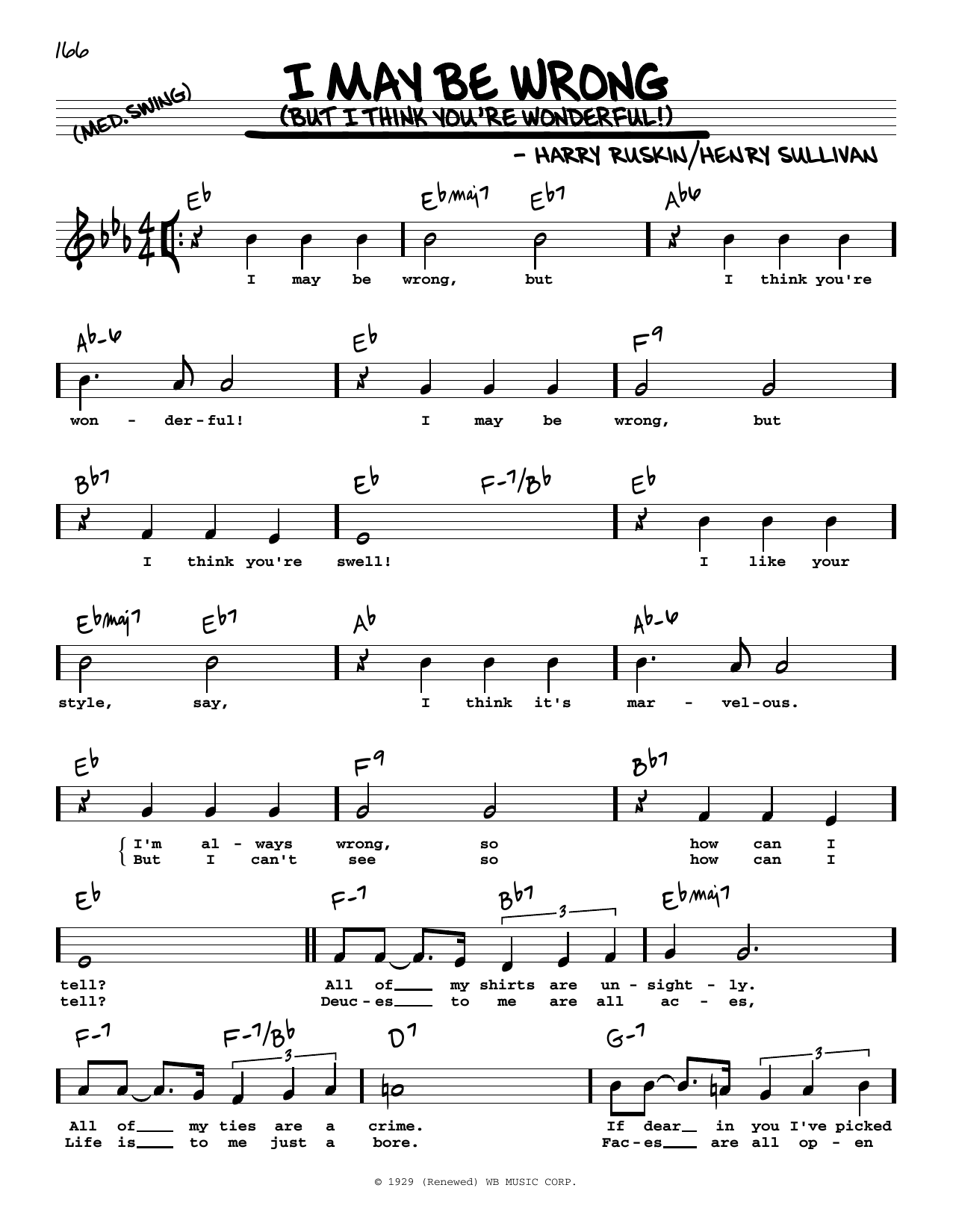 Download Harry Ruskin I May Be Wrong (But I Think You're Wond Sheet Music