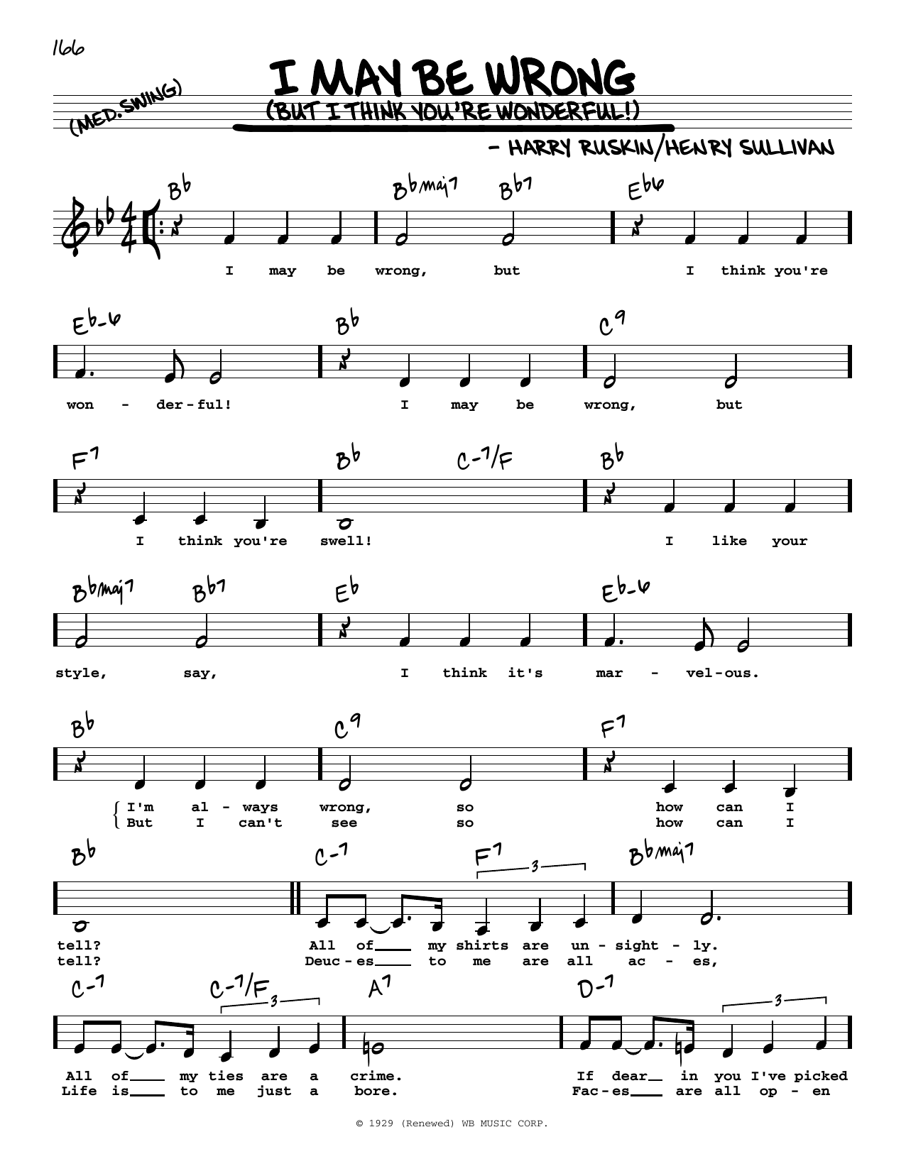 Download Henry Sullivan I May Be Wrong (But I Think You're Wond Sheet Music