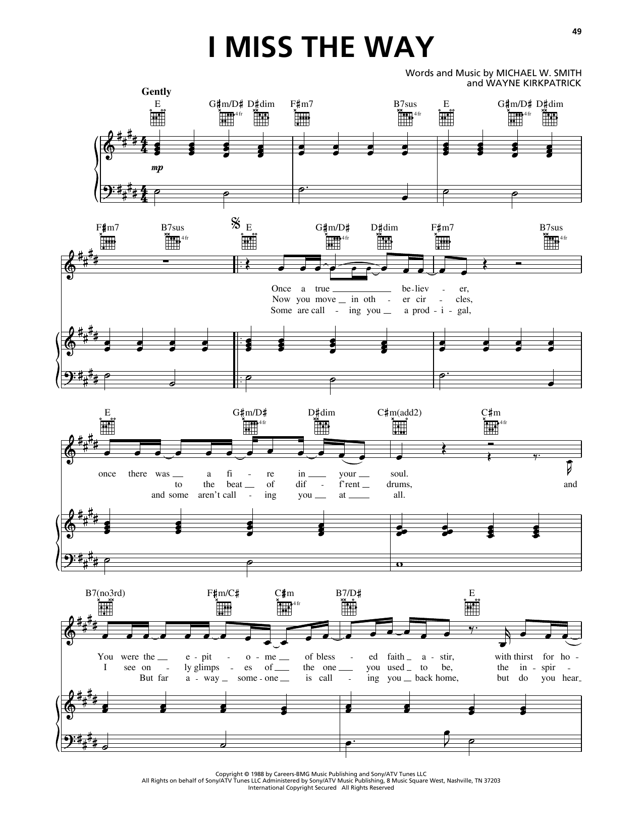 Download Michael W. Smith I Miss The Way Sheet Music