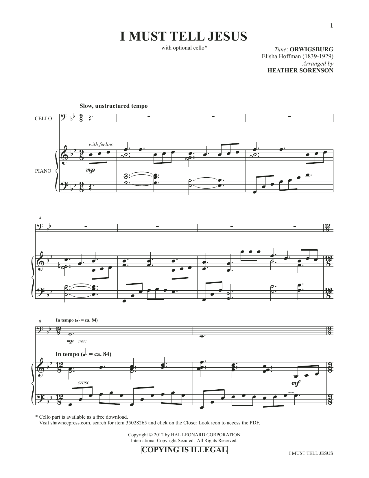 Download Heather Sorenson I Must Tell Jesus (from Images: Sacred Sheet Music