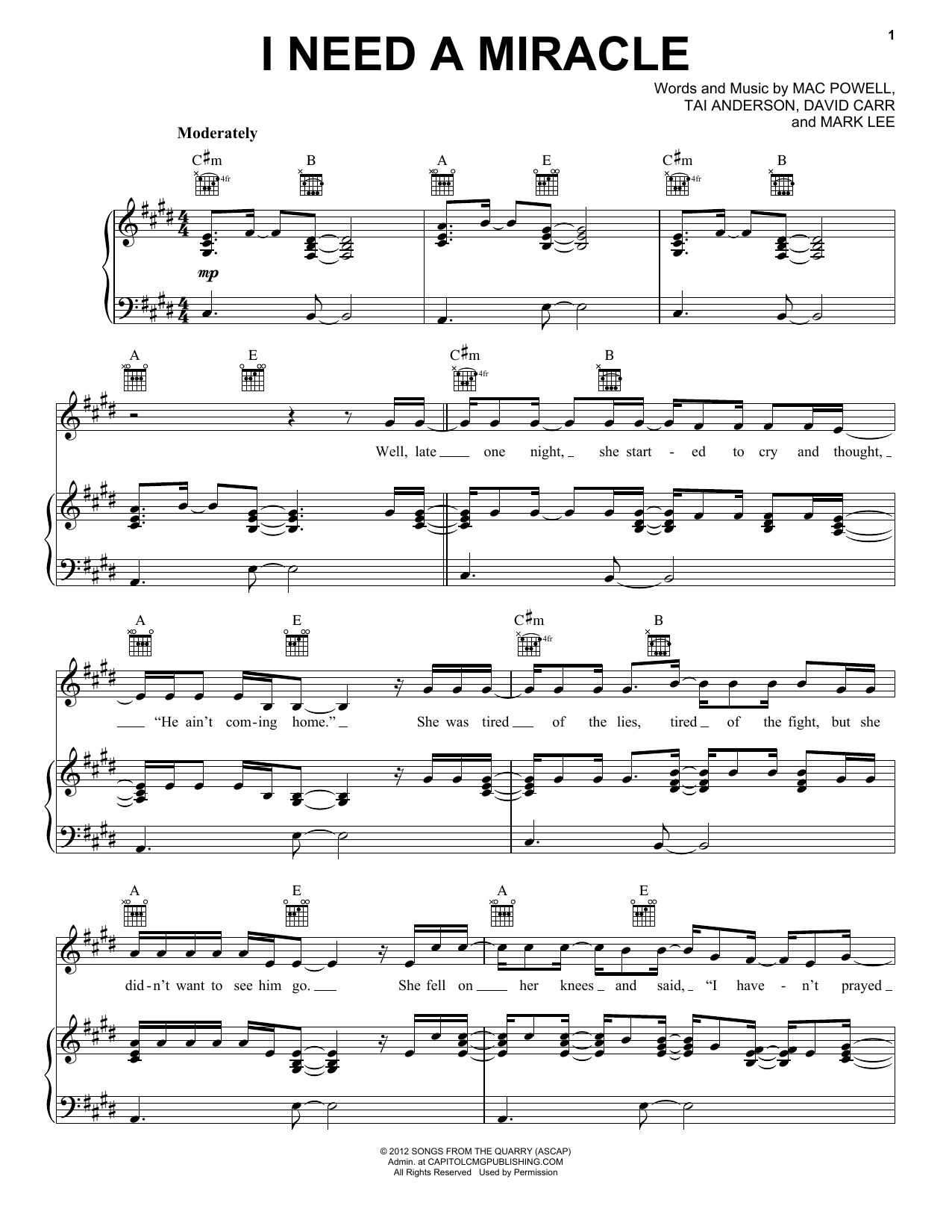 Download Third Day I Need A Miracle Sheet Music