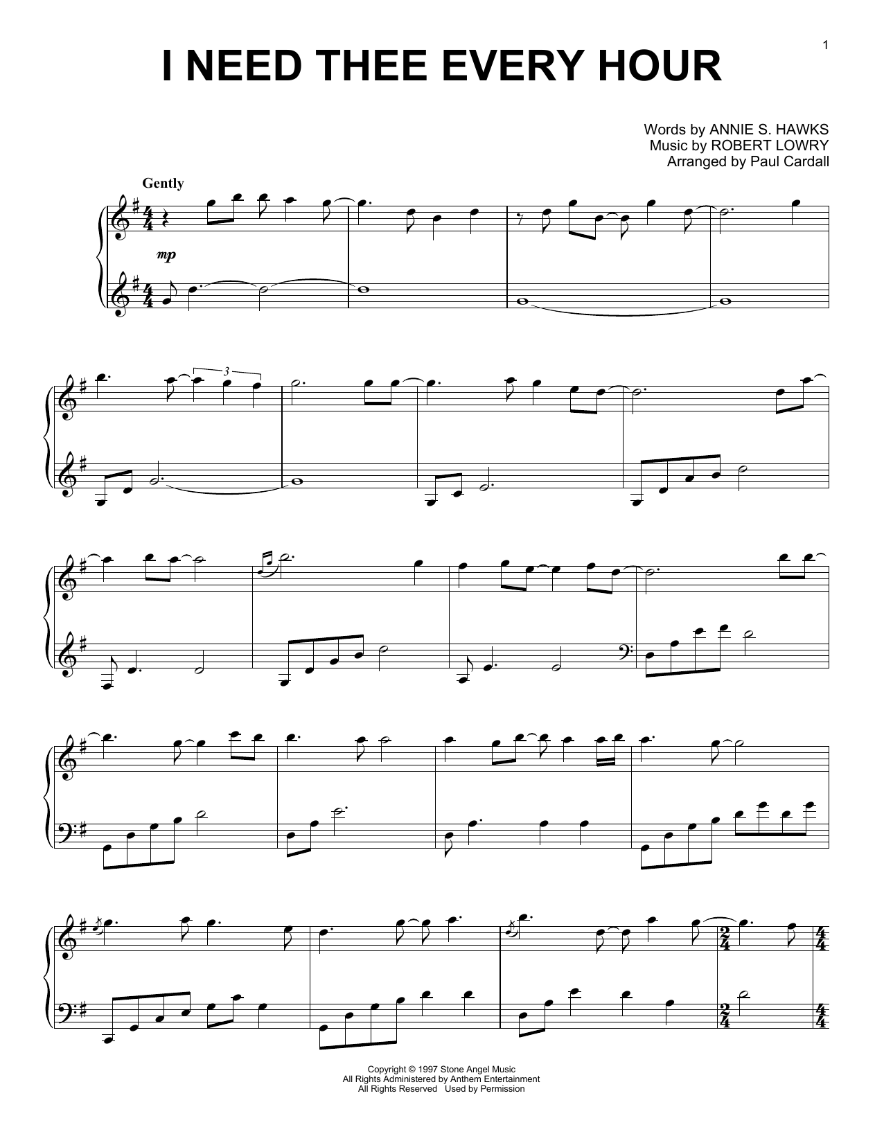 Download Robert Lowry I Need Thee Every Hour (arr. Paul Carda Sheet Music