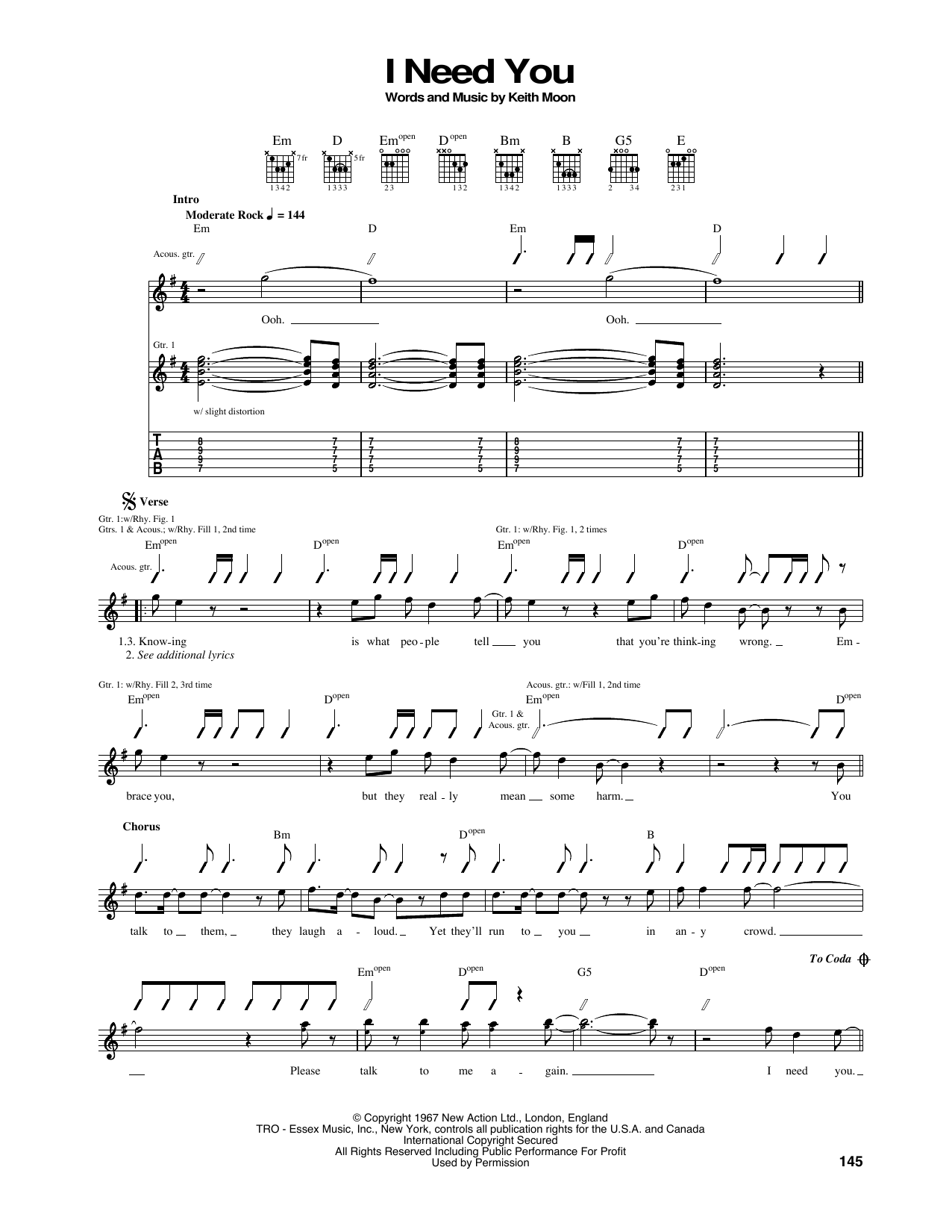 Download The Who I Need You Sheet Music