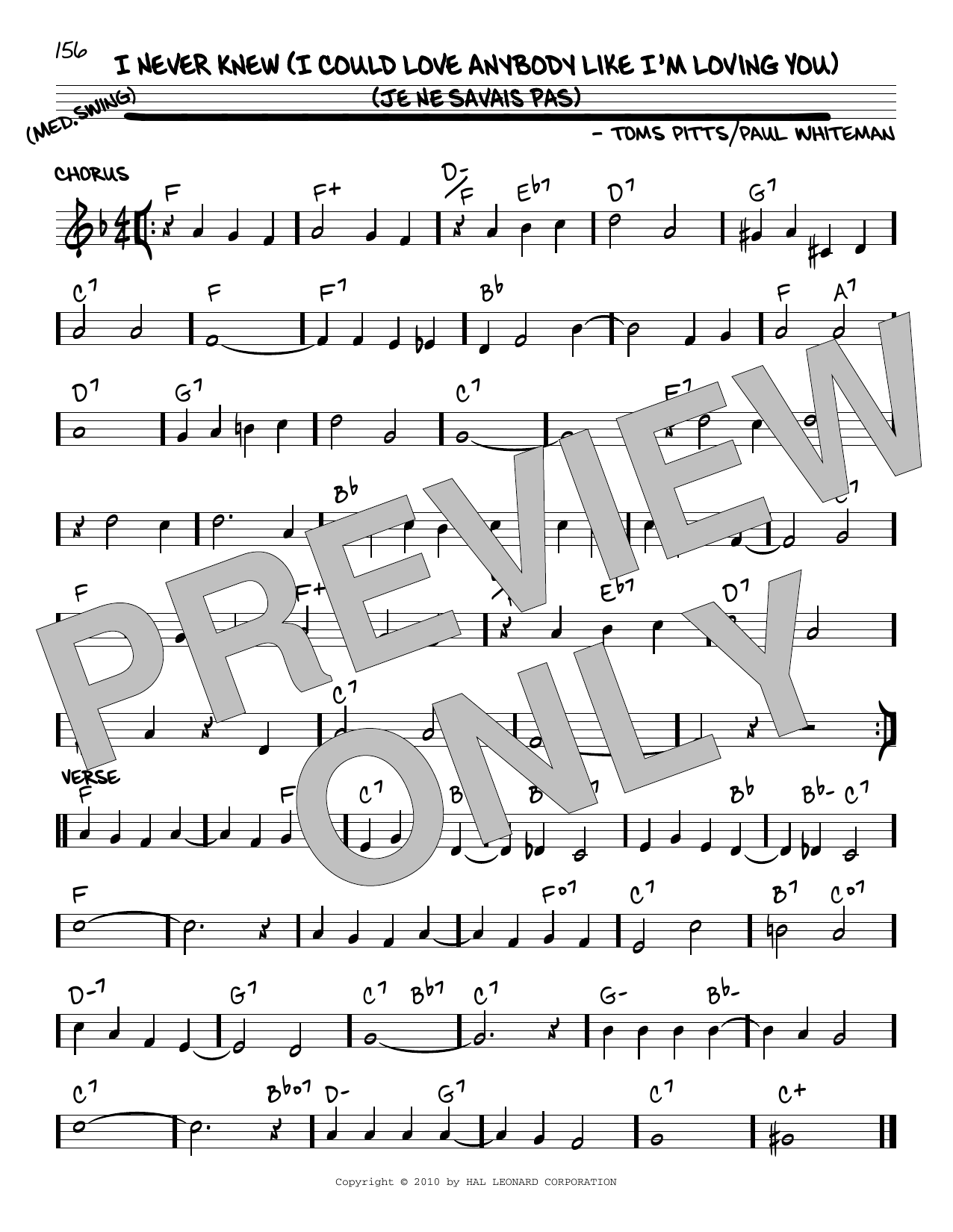 Download Paul Whiteman I Never Knew (I Could Love Anybody Like Sheet Music
