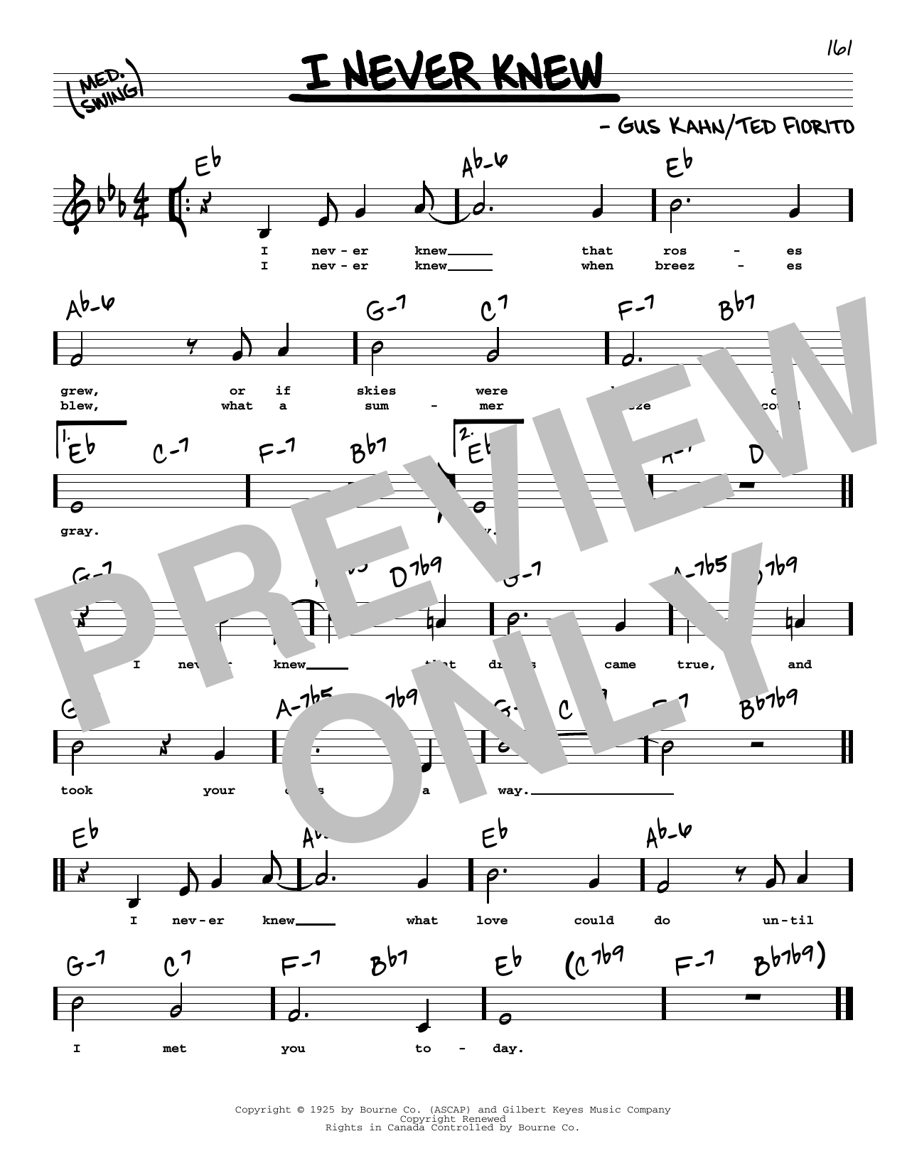 Gus Kahn I Never Knew (Low Voice) sheet music notes printable PDF score