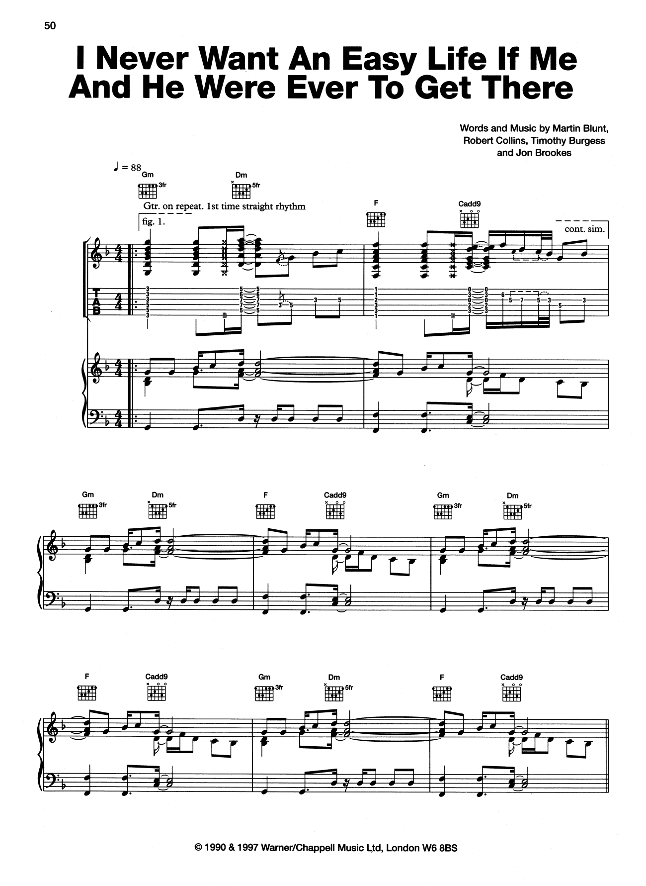 Download The Charlatans I Never Want An Easy Life If Me And He Sheet Music