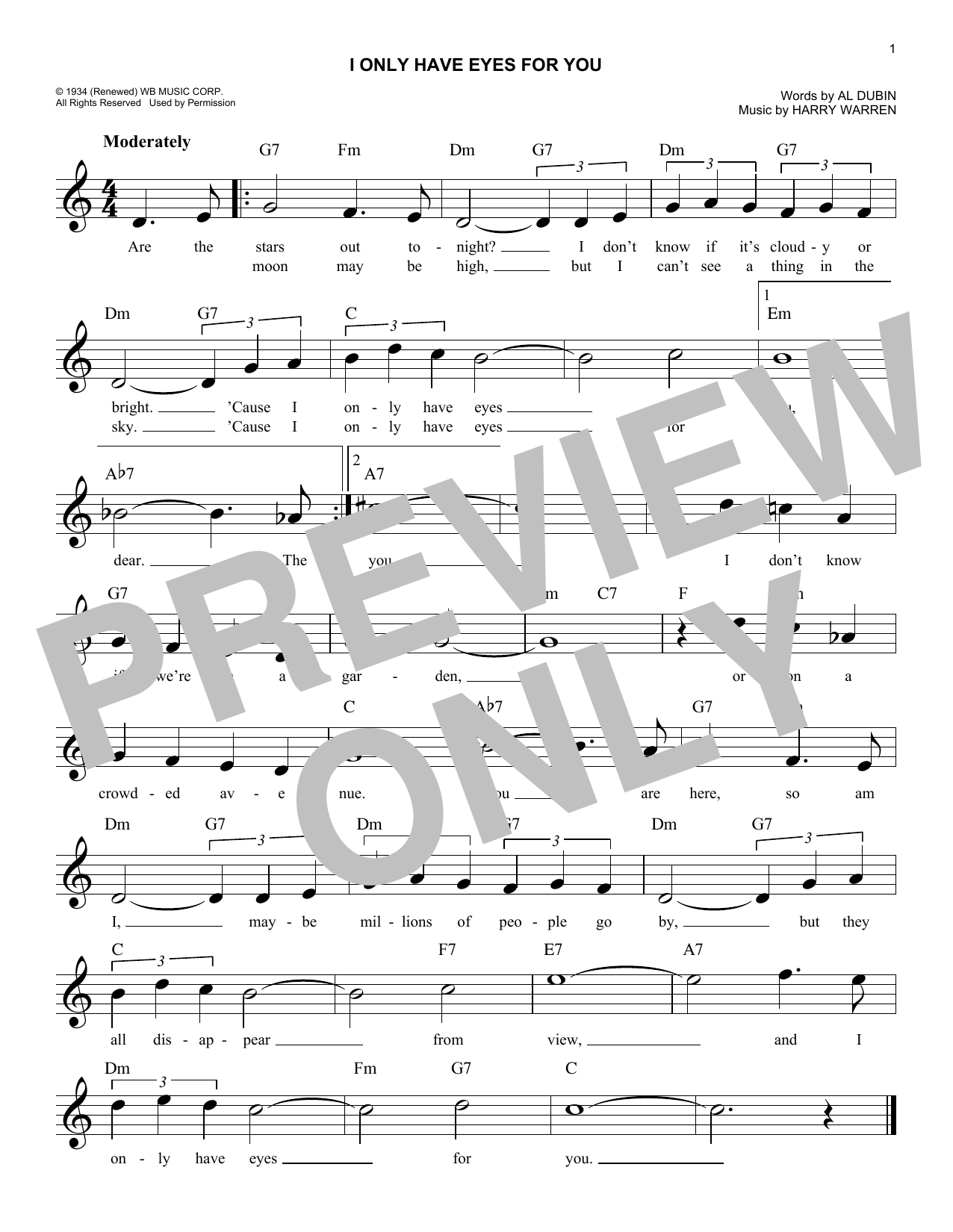 Download Harry Warren I Only Have Eyes For You Sheet Music