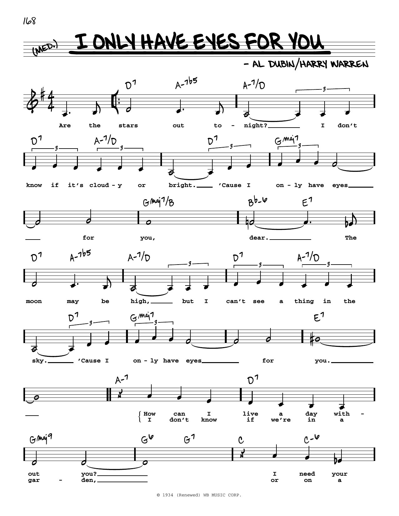 Download Al Dubin I Only Have Eyes For You (Low Voice) Sheet Music