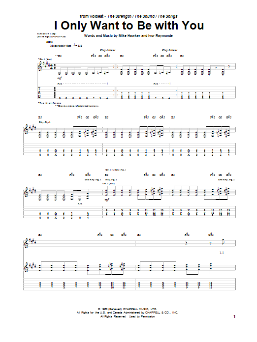 Download Volbeat I Only Want To Be With You Sheet Music