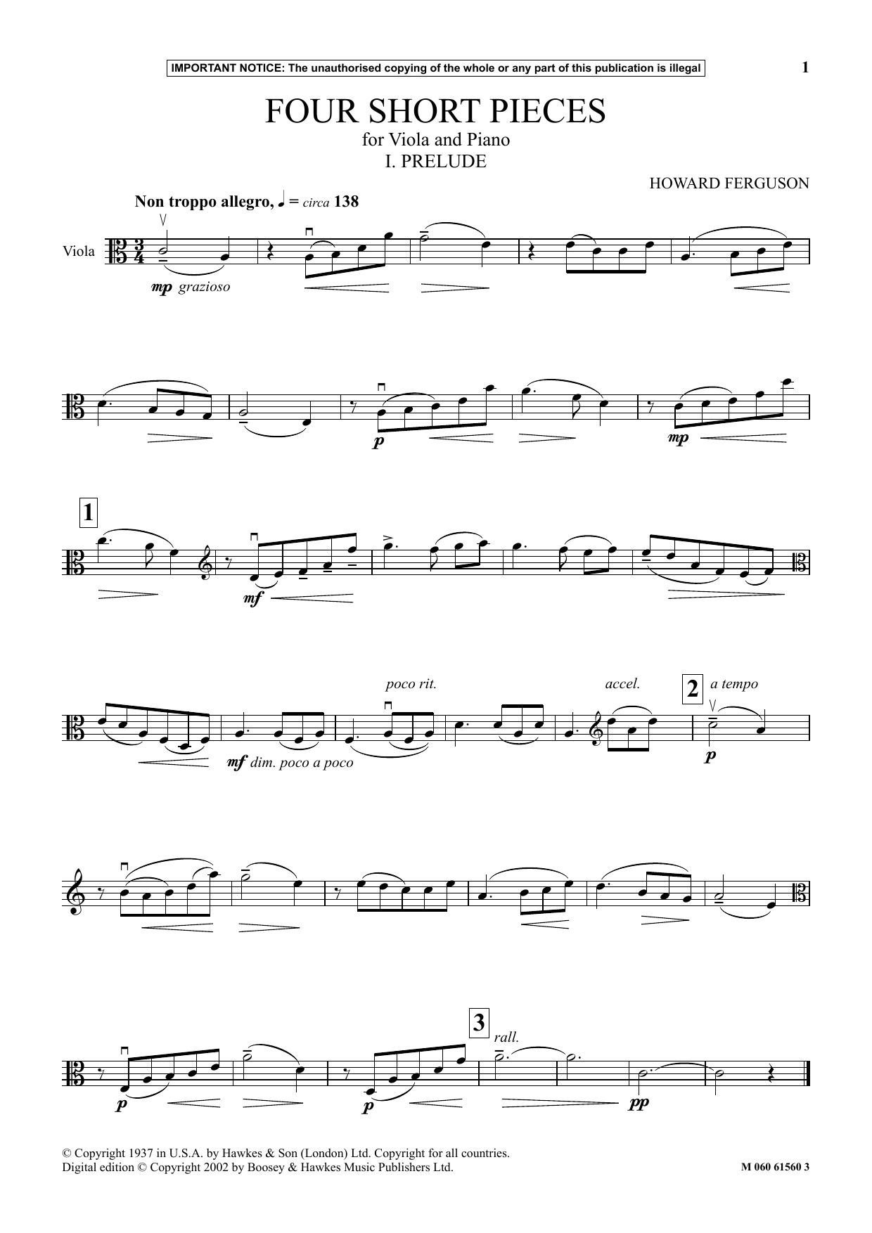 Download Howard Ferguson I. Prelude (from Four Short Pieces For Sheet Music