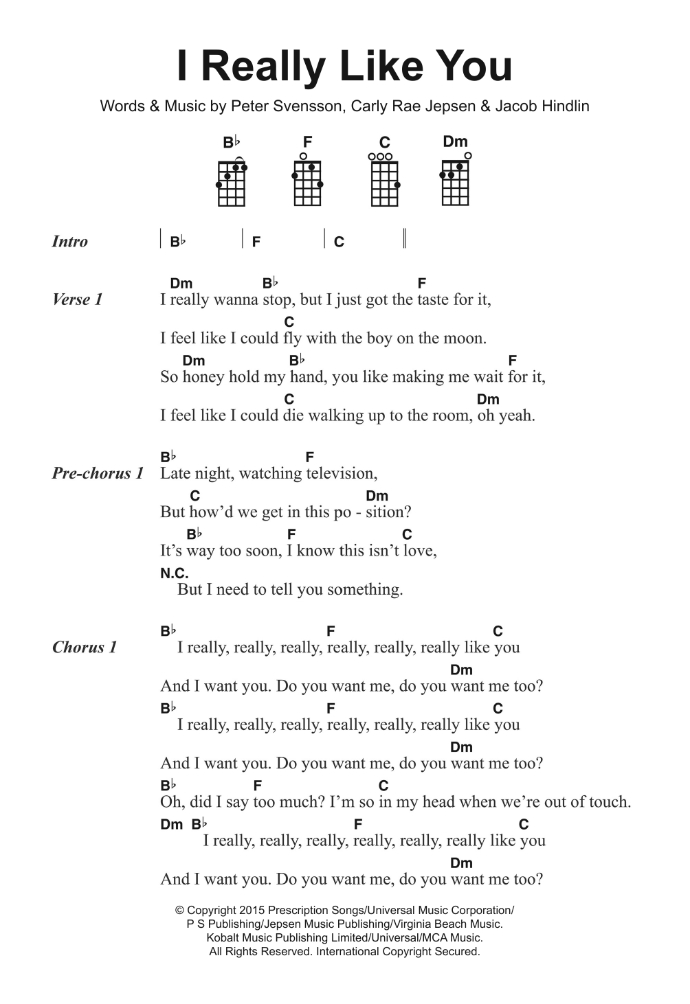 Download Carly Rae Jepsen I Really Like You Sheet Music