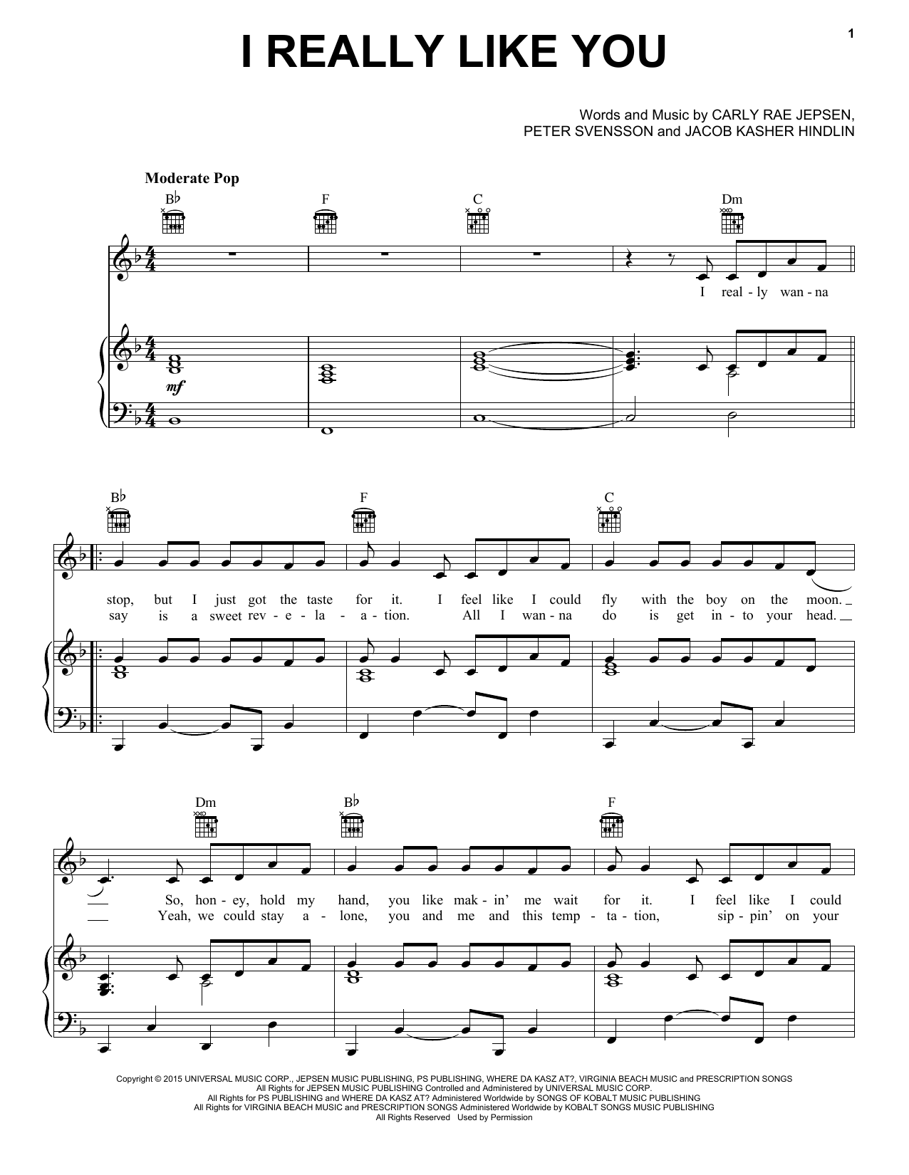 Download Carly Rae Jepsen I Really Like You Sheet Music