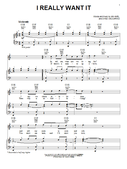 Download A Great Big World I Really Want It Sheet Music