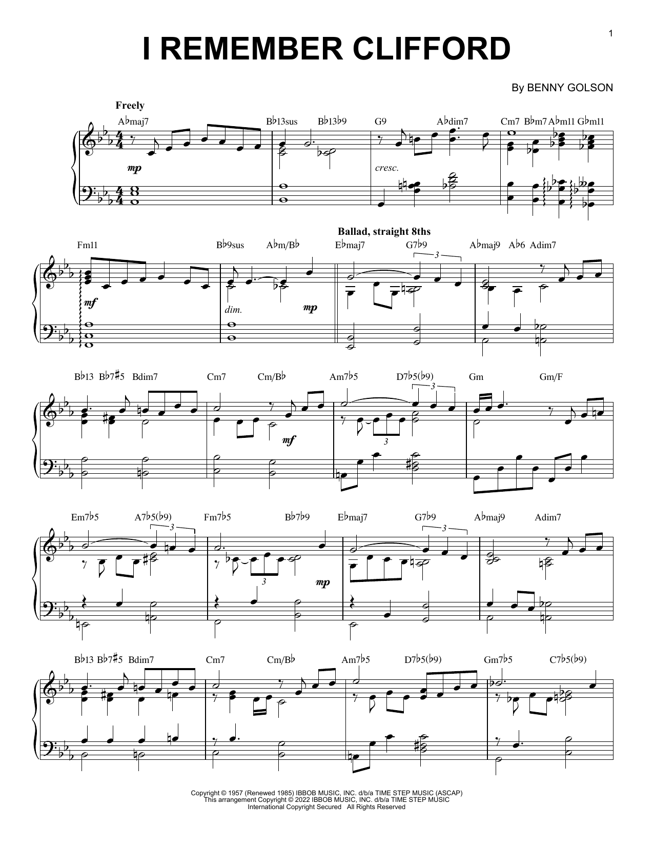 Download Benny Golson I Remember Clifford [Jazz version] (arr Sheet Music