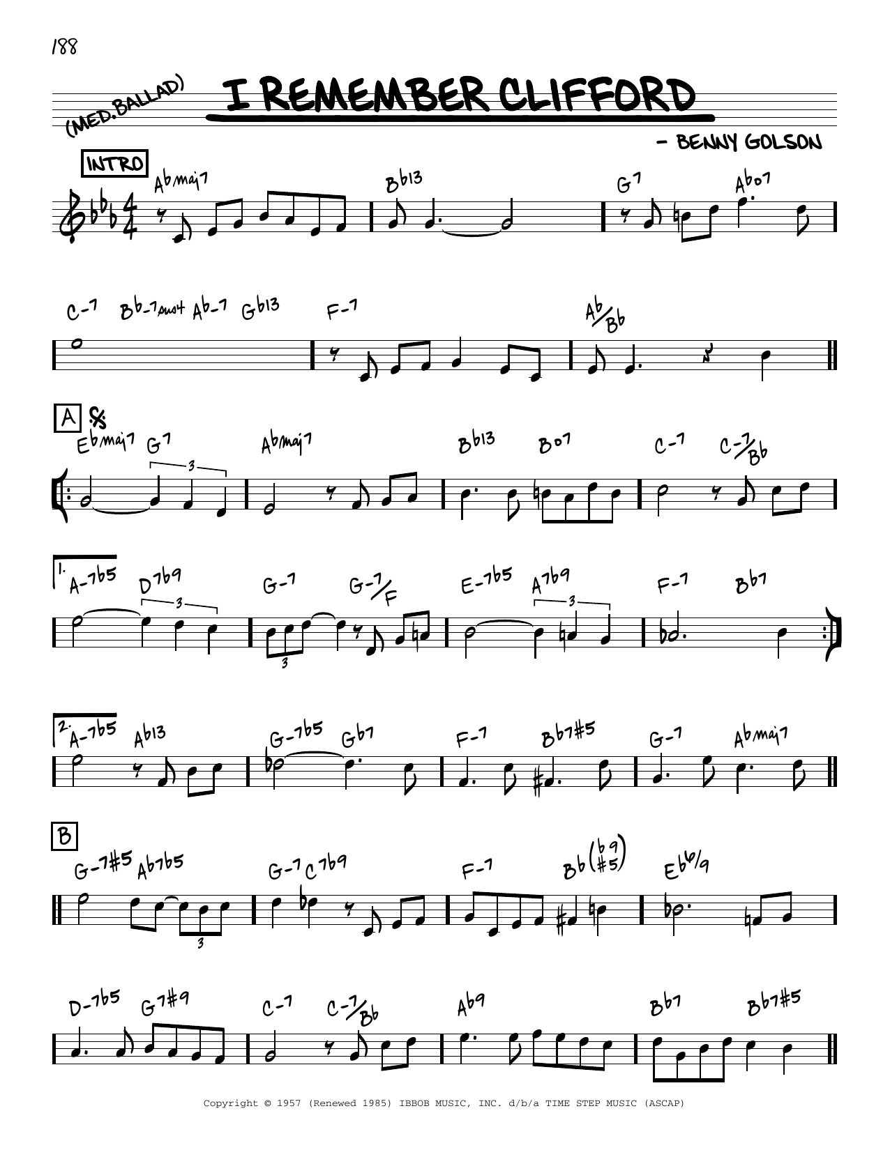 Download Benny Golson I Remember Clifford [Reharmonized versi Sheet Music
