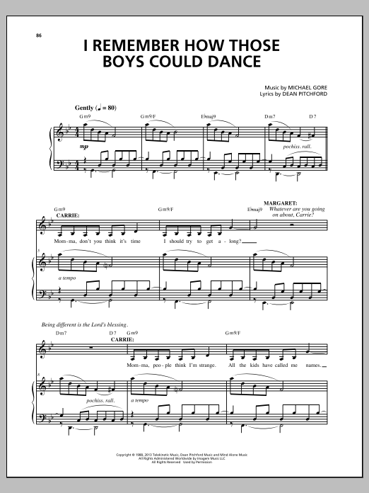 Download Michael Gore I Remember How Those Boys Could Dance ( Sheet Music