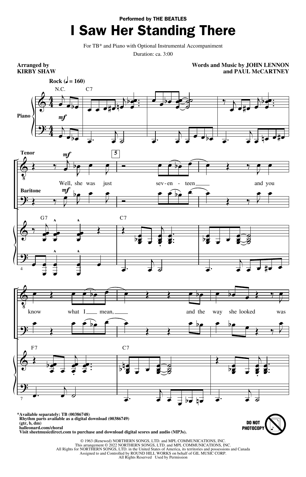 Download The Beatles I Saw Her Standing There (arr. Kirby Sh Sheet Music