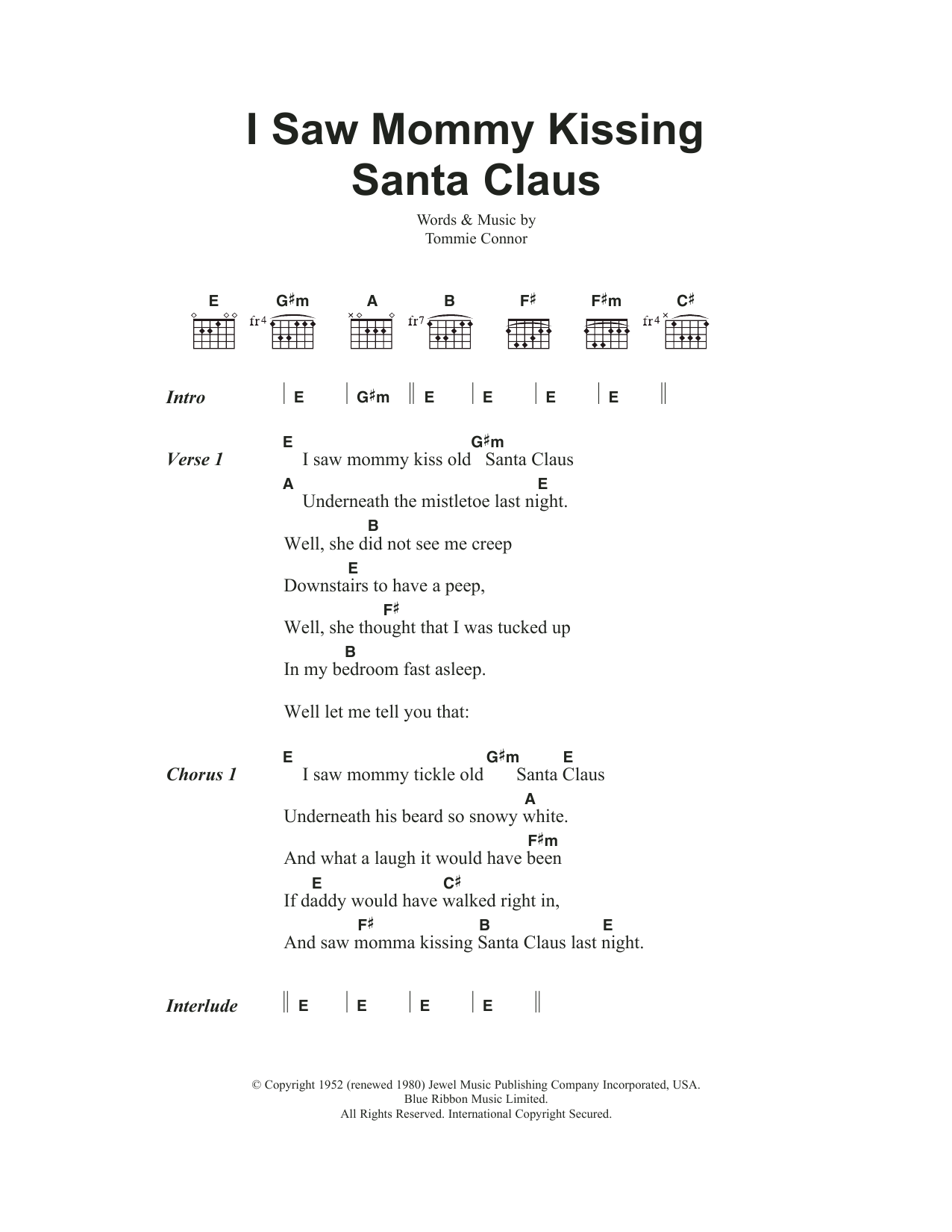 Download Andy Williams I Saw Mommy Kissing Santa Claus Sheet Music