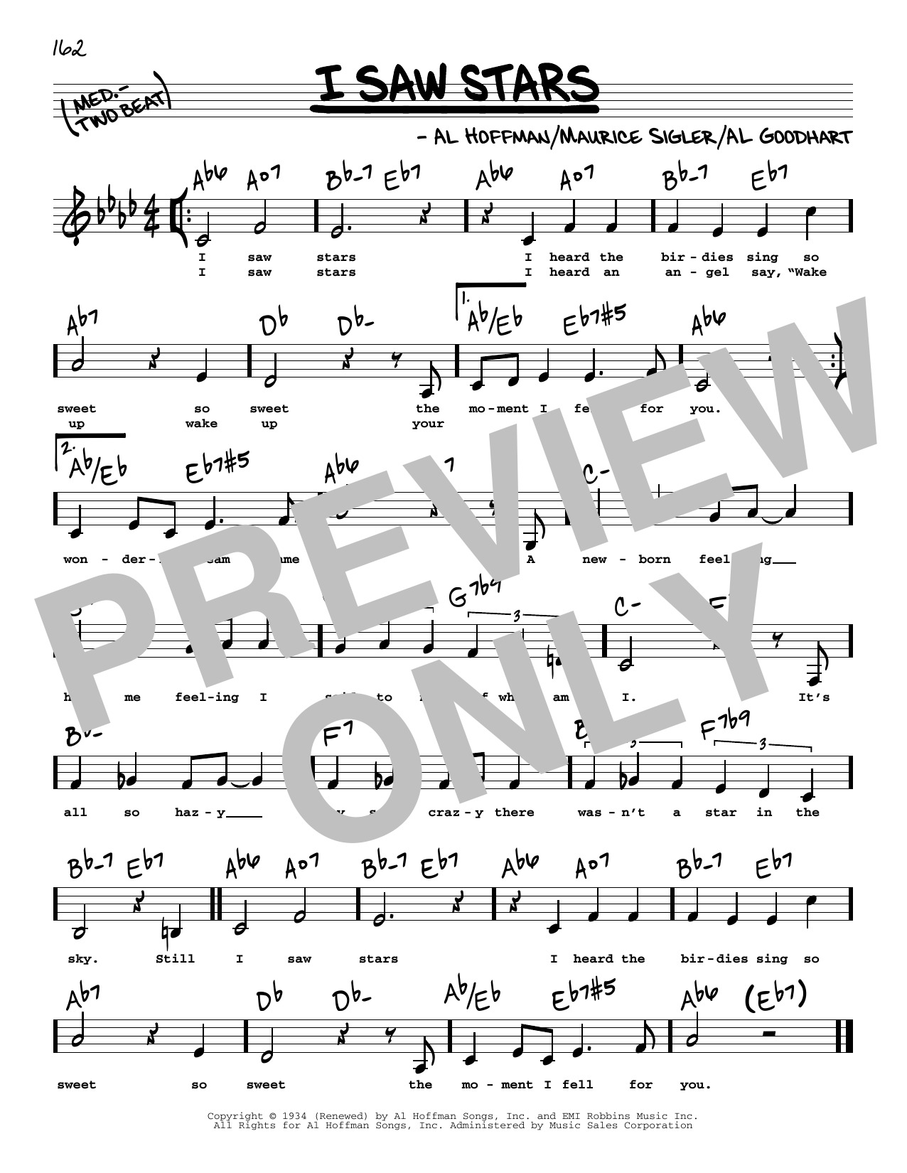 Al Hoffman I Saw Stars (Low Voice) sheet music notes printable PDF score