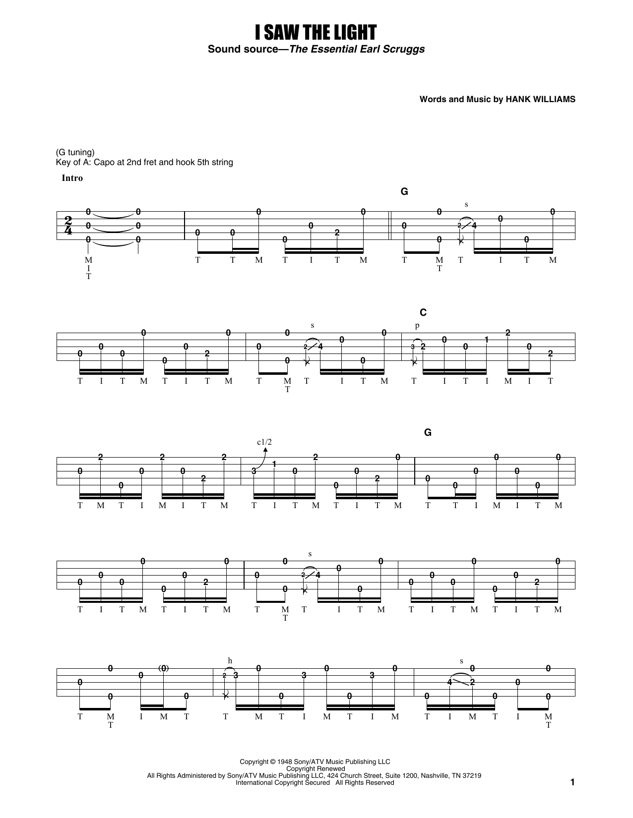 Download Earl Scruggs I Saw The Light Sheet Music