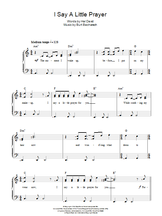 Download Aretha Franklin I Say A Little Prayer Sheet Music