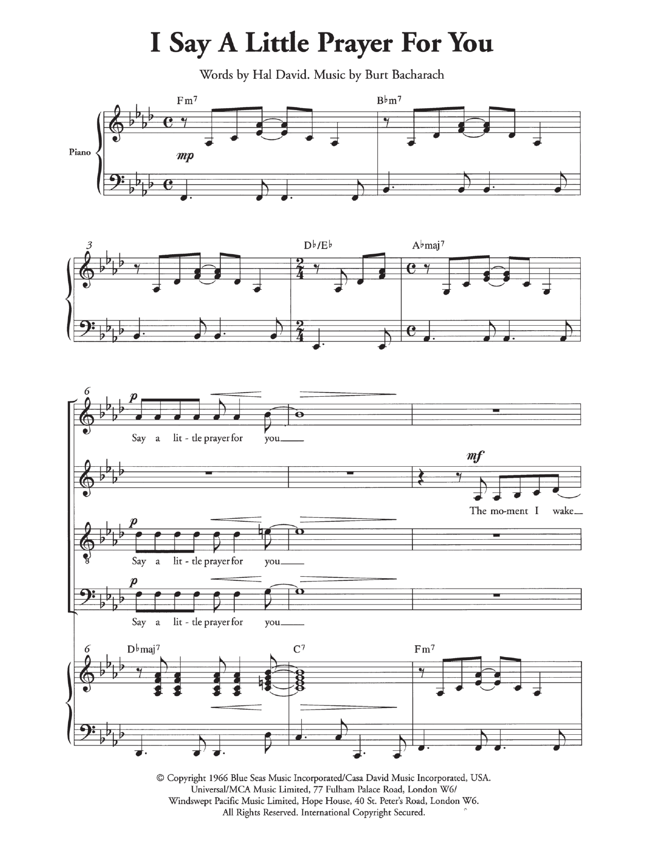 Download Aretha Franklin I Say A Little Prayer (arr. Berty Rice) Sheet Music