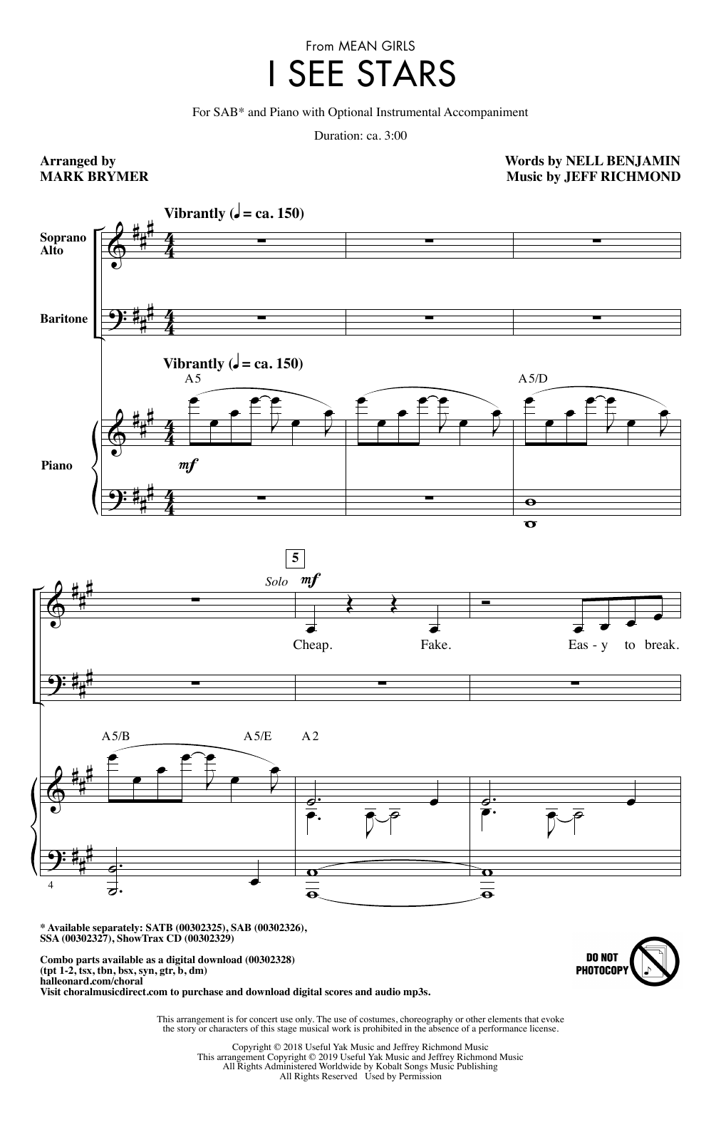 Download Jeff Richmond & Nell Benjamin I See Stars (from Mean Girls: The Broad Sheet Music