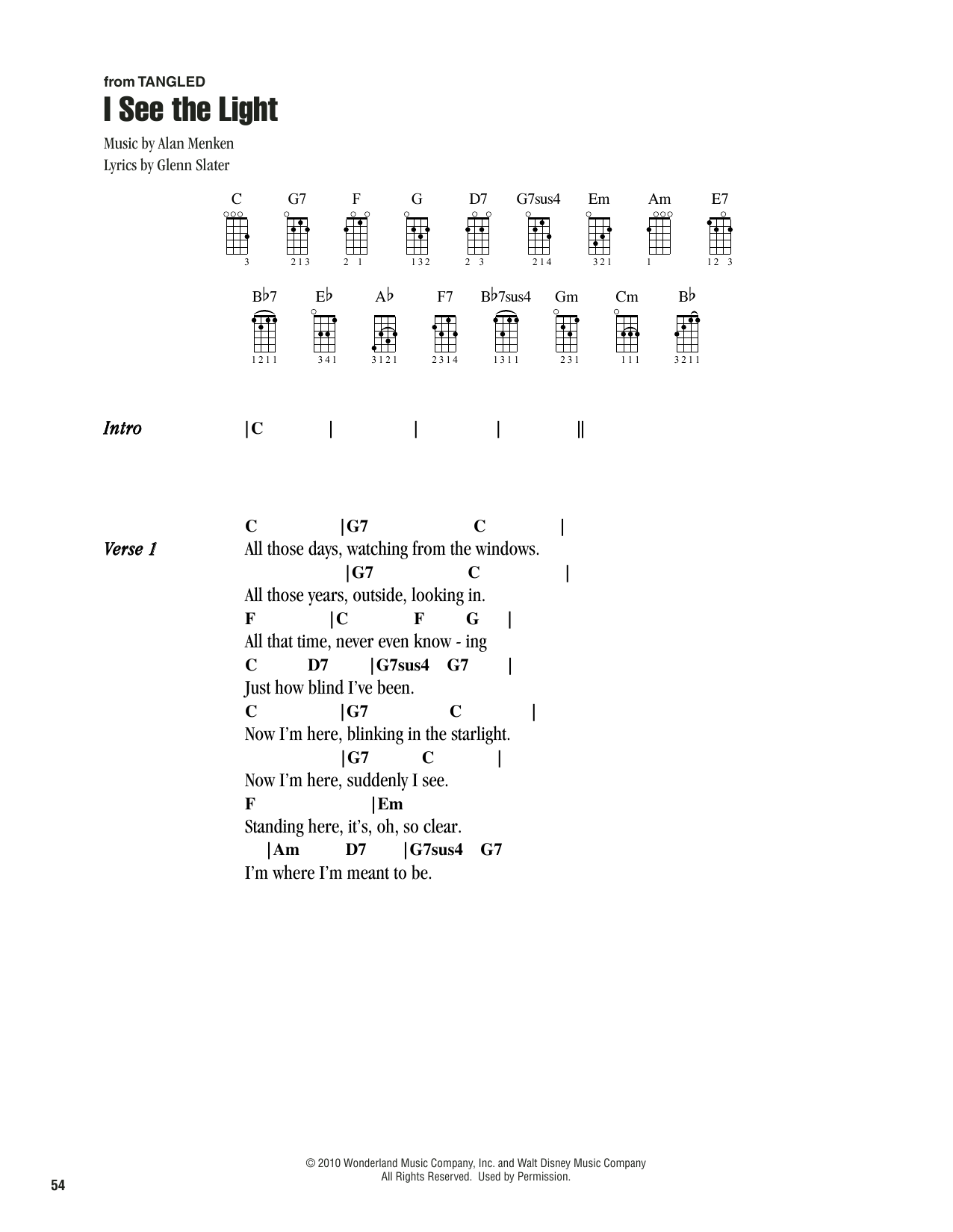 Alan Menken I See The Light (from Tangled) sheet music notes printable PDF score