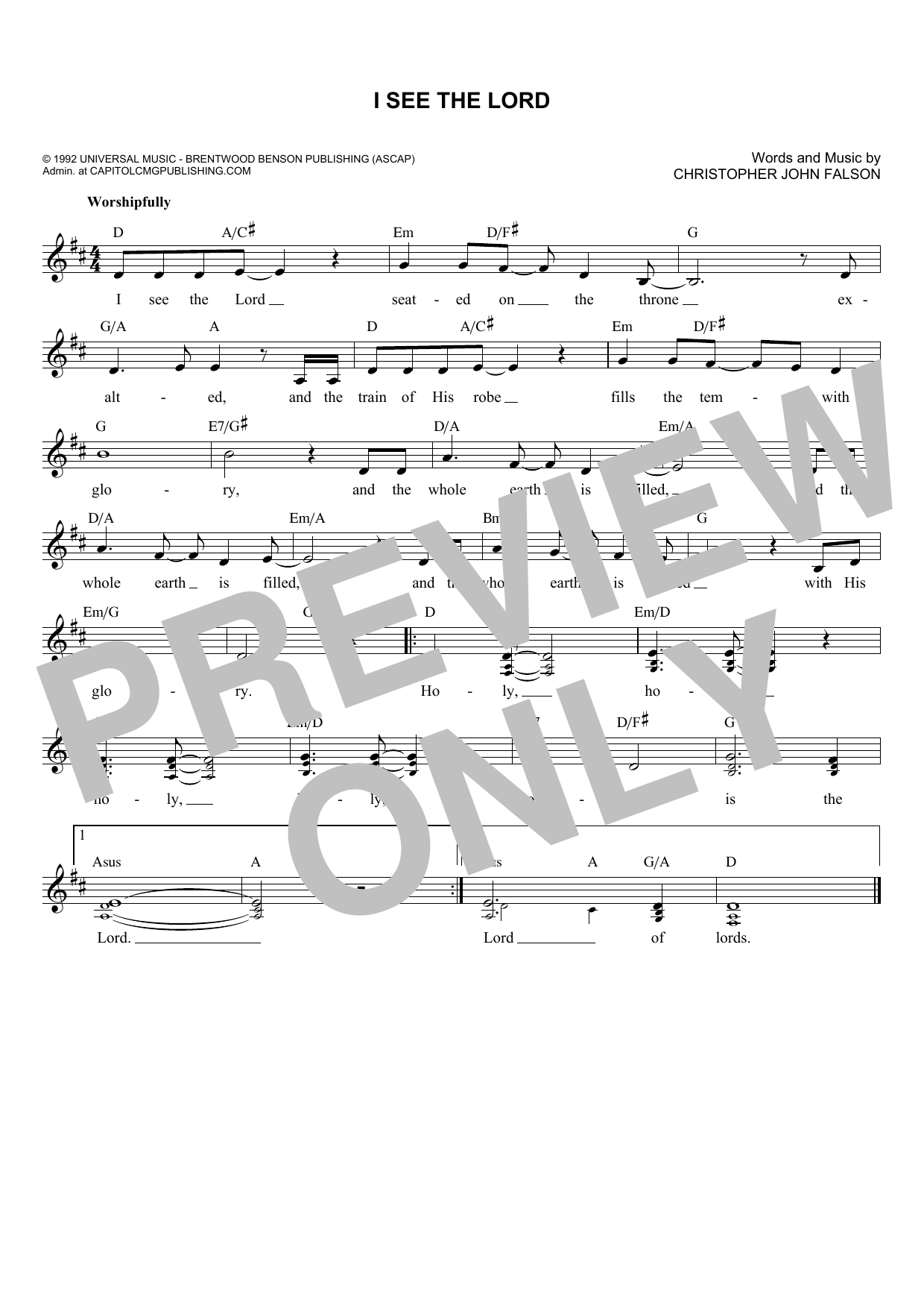 Download Christopher John Falson I See The Lord Sheet Music