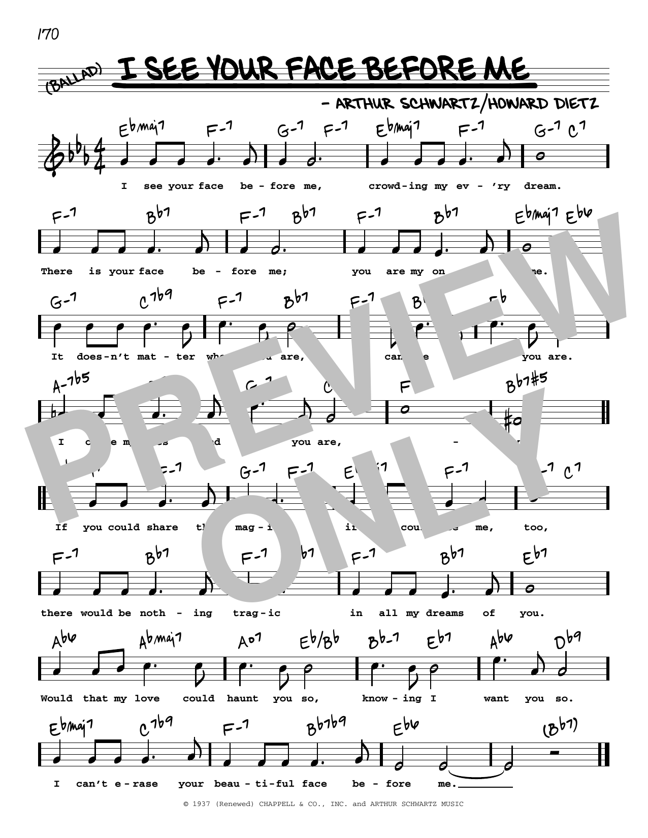 Download Arthur Schwartz I See Your Face Before Me (High Voice) Sheet Music